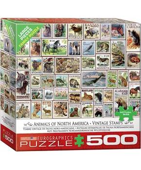 Animals of North America Vintage Stamps 500 Piece Jigsaw Puzzle
