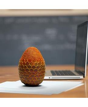 Dragon Egg Paperweight Replica | Solid Resin 4.5-Inch | Fleece Pouch | Red