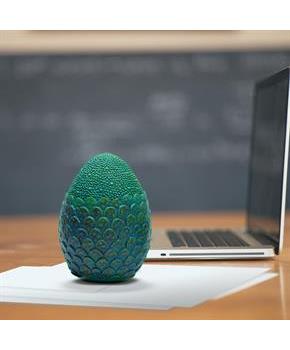 Dragon Egg Paperweight Replica | Solid Resin 4.5-Inch | Fleece Pouch | Blue