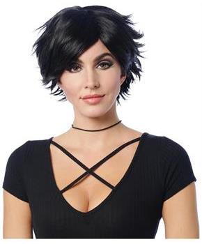 Spiky Short Black Adult Costume Wig