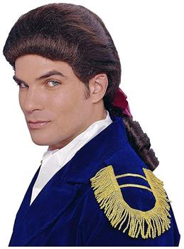 Colonial Duke Men's Costume Wig with Bow - Brown