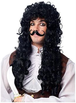 Captain Hook Men&#39;s Costume Wig with Moustache - Black