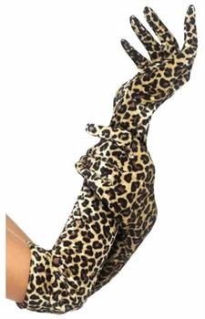 Leopard Velour 20.5 Inch Adult Costume Gloves