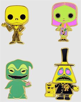 Nightmare Before Christmas Black Light Neon Pin Set of 4
