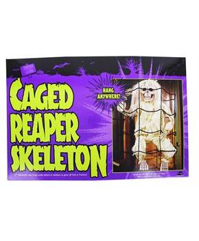 Caged 27 Inch Reaper Skeleton Halloween Prop Decoration