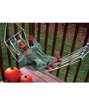 Lazy Bones Pumpkin Man in 64" Hammock Halloween Decor