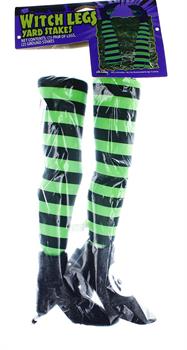 Witch Legs Yard Stakes Green/Black Halloween DÃcor