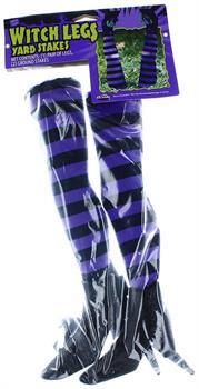 Witch Legs Yard Stakes Purple/Black Halloween DÃcor