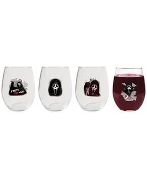 Scream Ghost Face Glass Wine Tumbler Set of 4