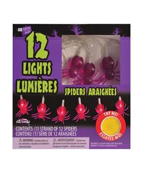 Glowing Spider String Lights | 5.9 Foot String w/ 12 LED Lights