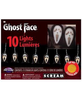 Glowing Ghost Face String Lights | 5.9 Foot String w/ 10 LED Lights