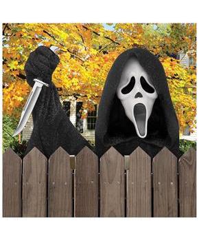 Ghost Face Fence Face Halloween Decor