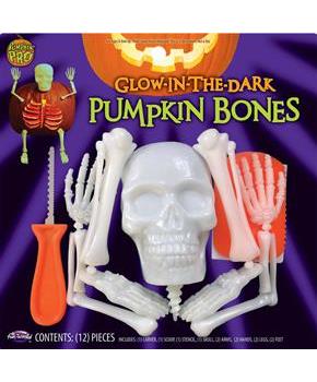 Halloween Glow In The Dark Skellington Bones Pumpkin Carving & Decorating Kit