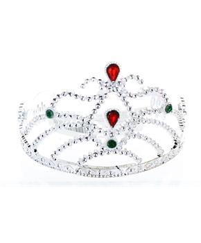 Silver Costume Tiara With Colored Stones Child