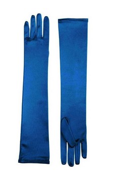 Long Light Blue Adult Female Costume Satin Dress Gloves