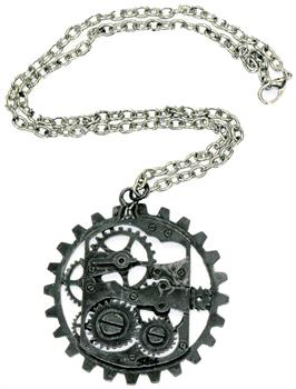 Steampunk Dark Metal Gear Costume Pendant Necklace
