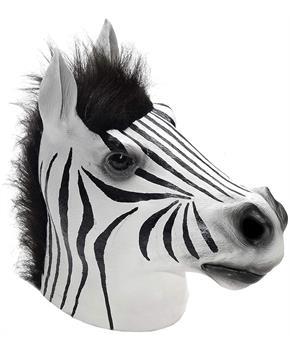 Latex Animal Costume Mask Adult: Zebra