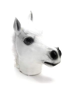Latex Animal Costume Mask Adult: White Horse