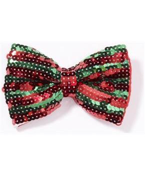 Christmas Sequin Costume Bow Tie: Red & Green