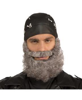 Curly Beard With Attached Mustache Gray