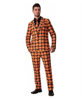 Men's Halloween Pumpkin Suit and Tie Costume