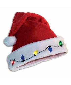 Light Up Santa Hat Adult Costume Accessory