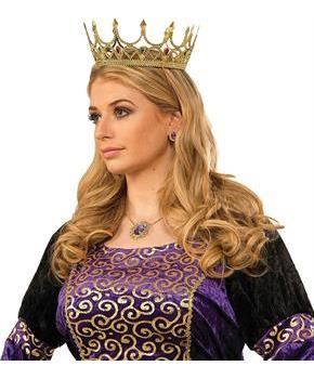 Royal Queen Costume Crown Gold With Jewels Adult Women