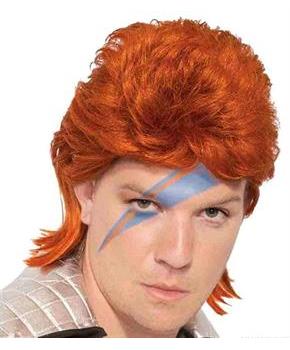 Orange David Bowie Rock Star Adult Costume Wig