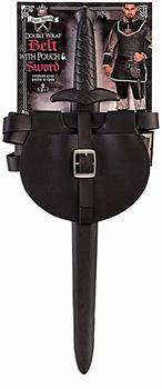 Dark Royalty Medieval King Sword w/ Belt & Pouch Plastic Costume Weapon Set