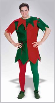 Christmas Holiday Elf Costume Tights Adult: Red and Green