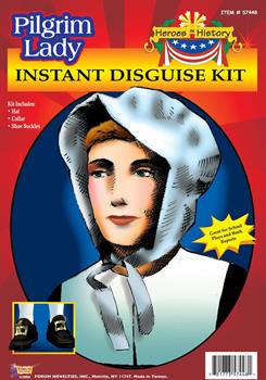 Pilgrim Hat Collar and Shoe Buckles Disguise Adult Costume Kit