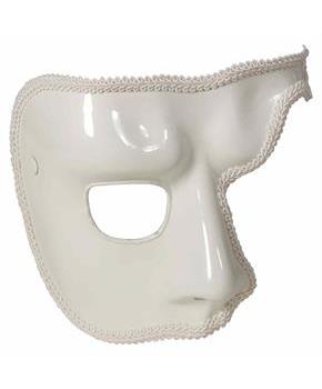 White Phantom Mardi Gras Costume Half-Mask