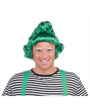 Green Christmas Oompa Elf Costume Wig Adult