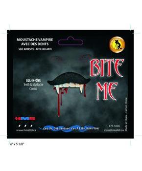 Bite Me Vampire Stache Moustache With Teeth Costume Accessory