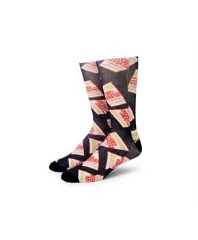 Cup Noodles Black Sublimated Unisex Crew Socks | Shoe Size 8-12, Sock Size 10-13