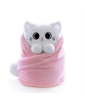 Purritos XL 12 Inch Cat In Blanket Plush - Mochi