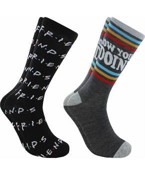 Friends How You Doing and Logo Unisex Novelty Crew Socks | 2 Pairs | Size 6-12