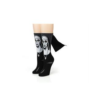 The Nun Athletic Crew Socks with 3D Print - Breathable Black Tube Socks - 1 Pair