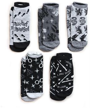 Harry Potter Black & Grey Adult Ankle Socks - 5-Pack