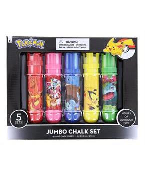 Pokemon 5 Pack Jumbo Sidewalk Chalk with Holders