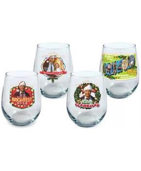 National Lampoon's Christmas Vacation Merry Clarkmas 21oz Stemless Glass 4-Pack