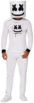 Marshmello Adult Costume | Long Sleeve Shirt With Half Mask