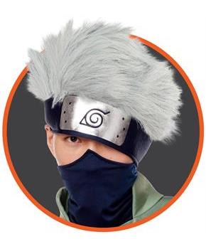 Naruto Kakashi Hidden Leaf Adult Costume Headband With Hair