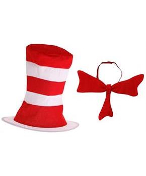 Dr. Seuss Cat In the Hat Tie & Hat Adult Costume Kit