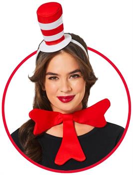 Dr Seuss Cat In The Hat Headband and Bowtie Adult Costume Kit