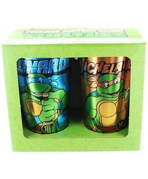 Teenage Mutant Ninja Turtles Leo and Mike Foil Print Pint Glass 2-Pack