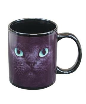 Black Cat With Green Eyes 11oz Coffee Mug