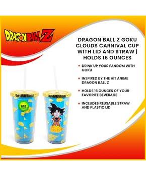 Dragon Ball Z Goku Clouds Carnival Cup with Lid and Straw | Holds 16 Ounces