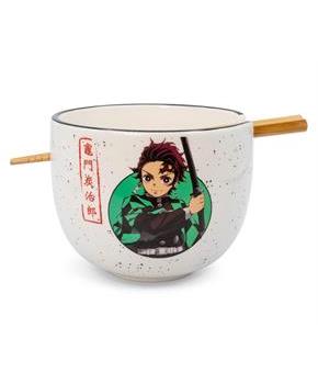 Demon Slayer Tanjiro Japanese Dinnerware Set | 16-Ounce Ramen Bowl, Chopsticks