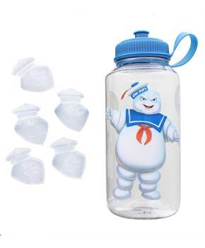 Ghostbusters Stay Puft 32oz Plastic Water Bottle w/ Ice Cube Molds